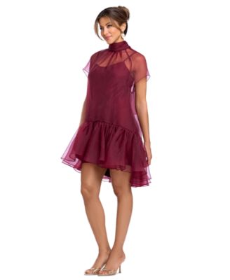 plus size velvet dresses Merlot Dreams Dress Curves 1XL / wine Content + Care Self SIZE:XL (17-17.5 34/35) saleonsale The Cottage Chemise Mini-Dress