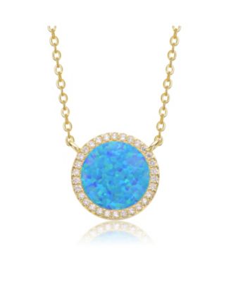 Dainty 14K Gold Plated Sparkling Opal and CZ Halo Necklace