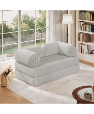 4-in-1 Convertible Folding Sofa Bed, Corduroy Floor Sofa Bed, Frame-Free Floor Lounger with Foam Backrest—Perfect for the Living Room and Bedroom