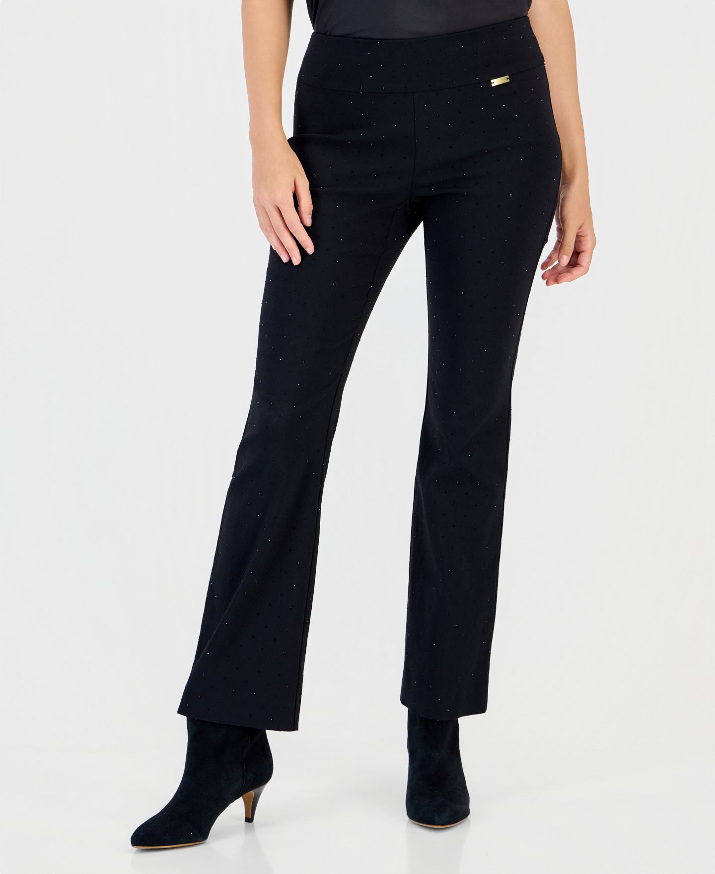 Женские брюки I.N.C. International Concepts Petite Pull-On Bootcut, цвет: Глубокий чёрный — фото 1