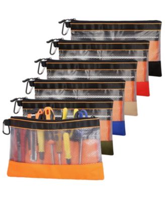 Tool Pouch Bags Zipper Mesh Window 6pcs