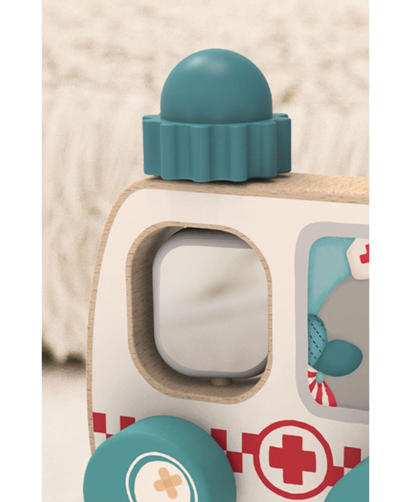 Детская игрушка Bababoo and friends Wilma Whale Ambulance Wooden Toy Vehicle with Rotating Blue Light — фото 4