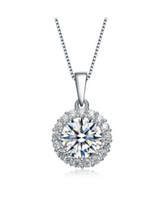 Minimalist Sterling Silver Brilliant CZ Round Halo Necklace