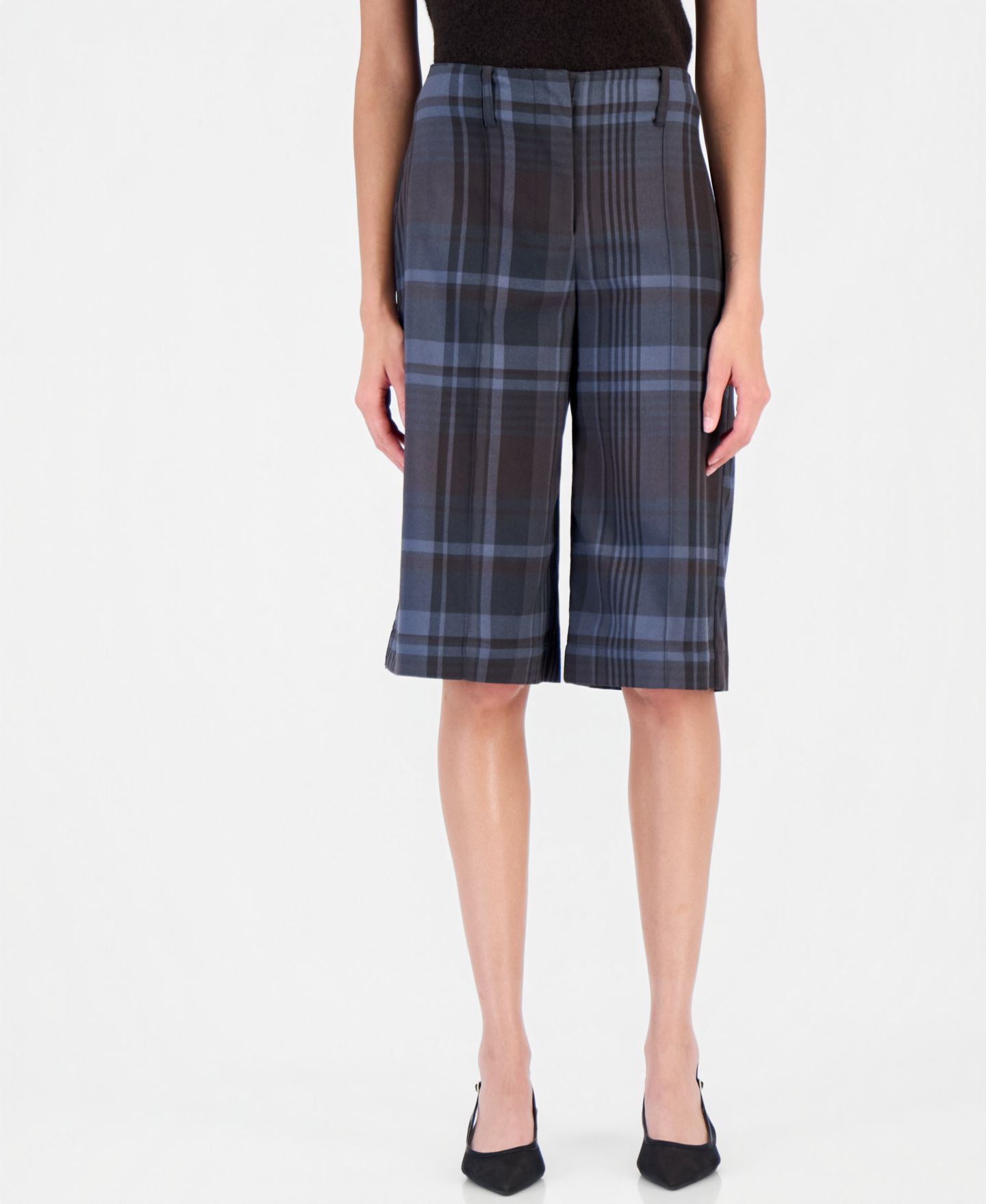 Женские шорты Bar III Plaid Mid-Rise Long, цвет: Тёмный клетчатый — фото 3