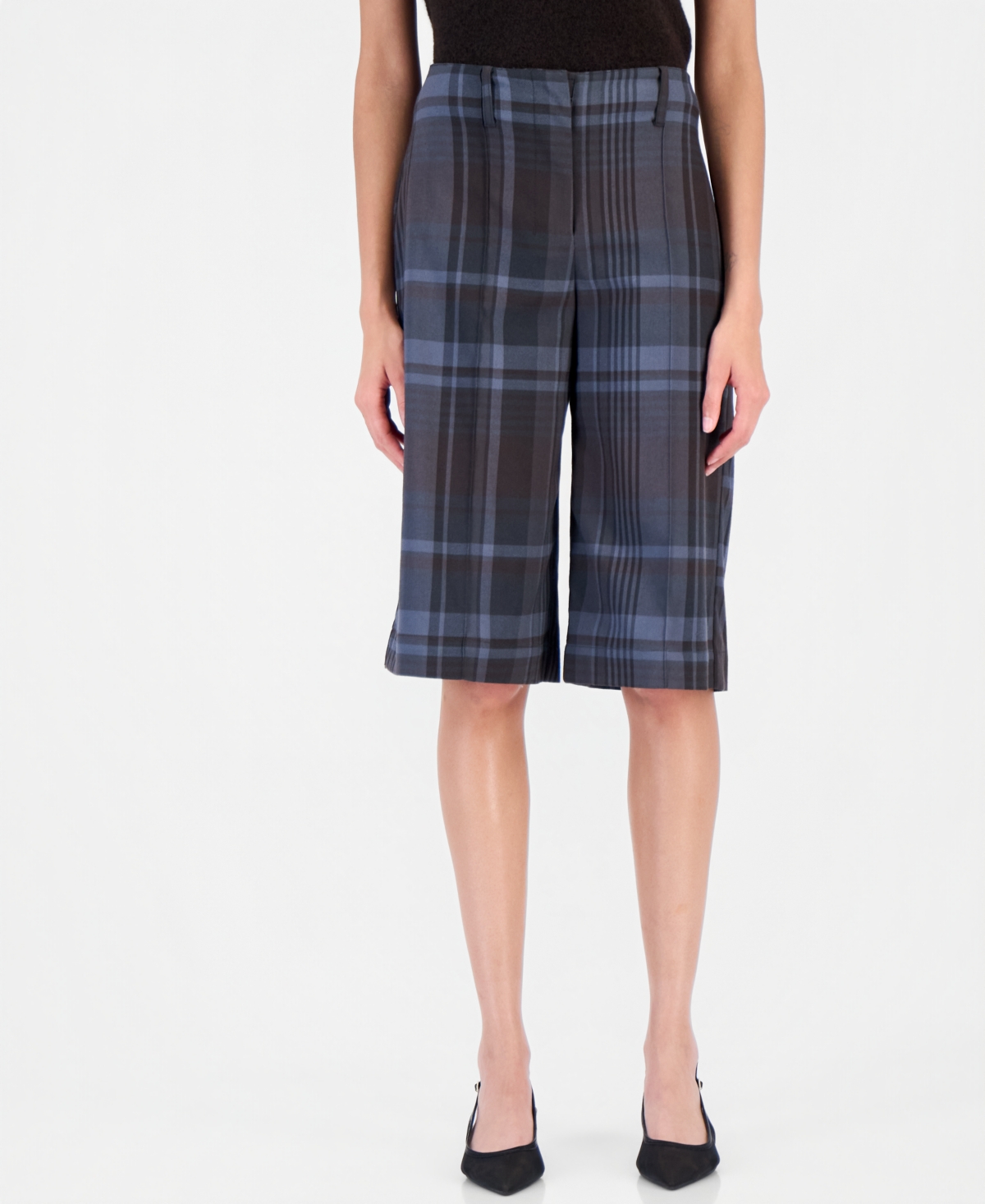 Bar Iii Women's Plaid Mid-Rise Long Shorts, Macy's Exclusive