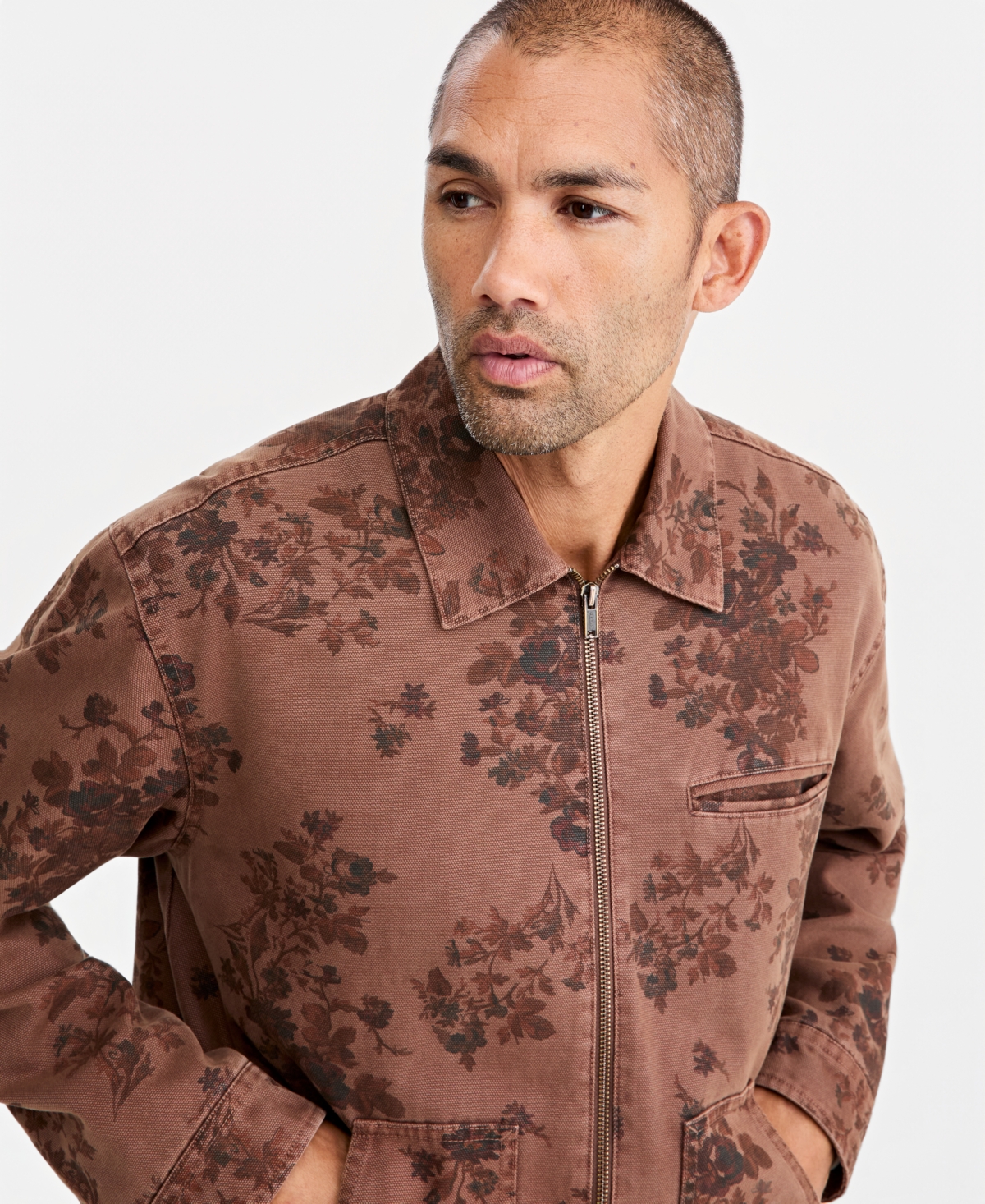 Sun + Stone Men's Floral Canvas Chore Jacket, Macy's Exclusive