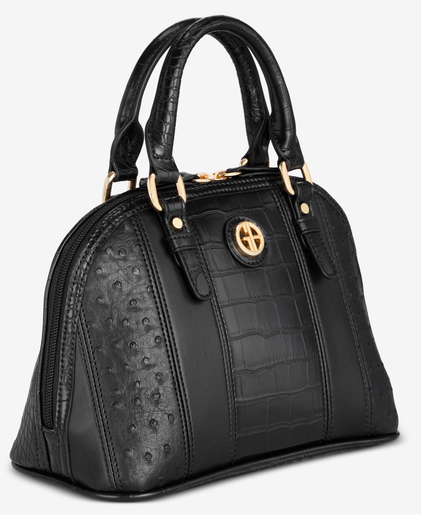 Женская сумка Giani Bernini Mixed Media Small Dome Satchel, цвет: Чёрный — фото 5