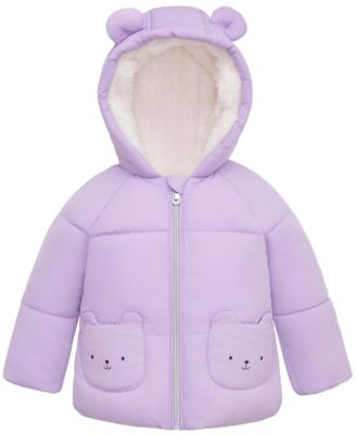 Baby Girls (6-24M) Borg-Lined Bear Ears Puffer Jacket