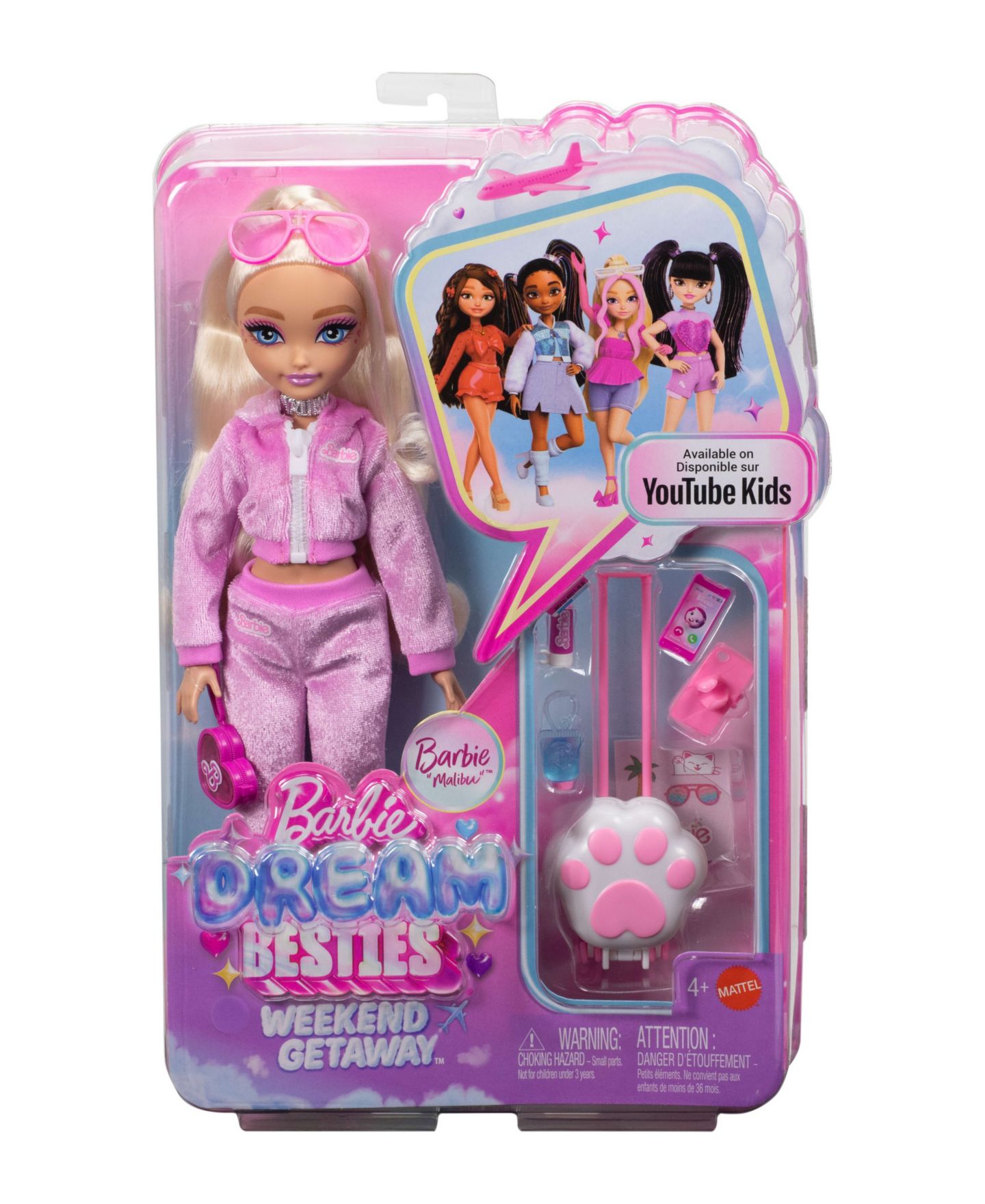 Кукла Barbie Dream Besties Weekend Getaway Malibu 12.75 дюйма с 7 дорожными аксессуарами — фото 3