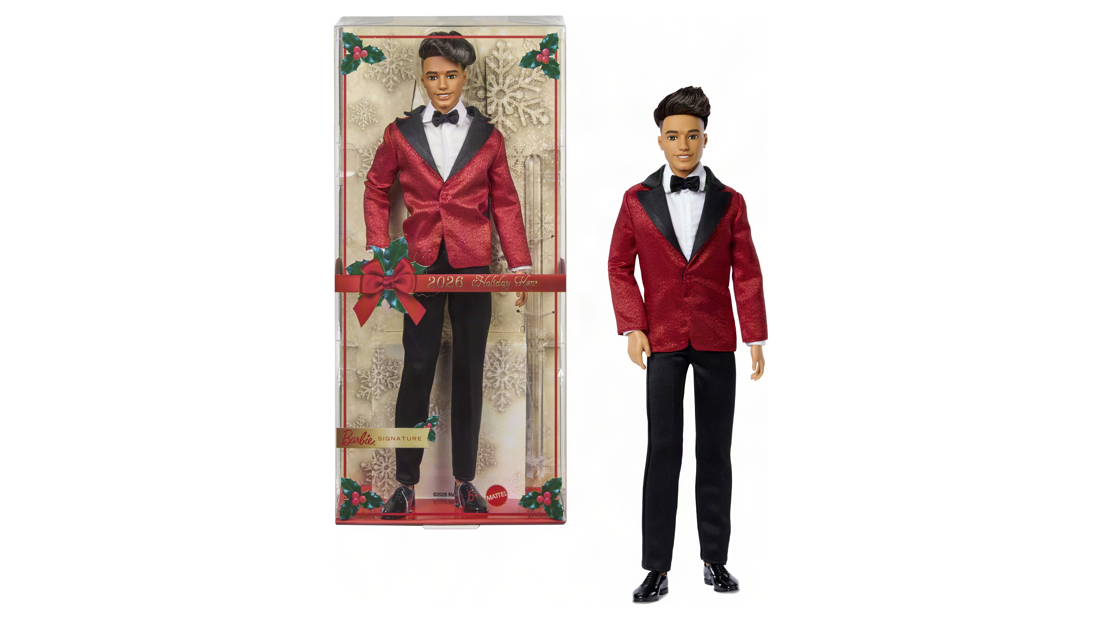 Barbie 2026 Holiday Ken 13" Collectible Fashion Doll with Curly Black Hair, Ages 6+
