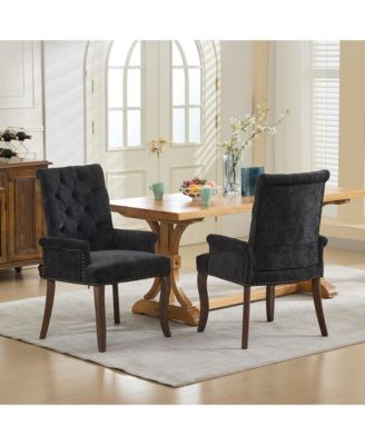 Upholstered Chenille Fabric Accent Dining Chair, Elegant Tufted Club Dining and Kitchen Armchair