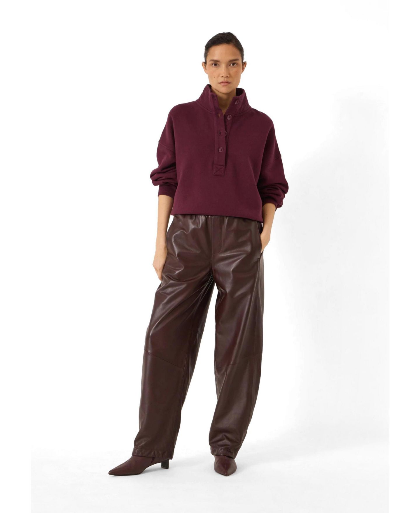 Женские толстовки Hush Hendrix Funnel-Neck Half-Placket, цвет: Бордовый красный — фото 2