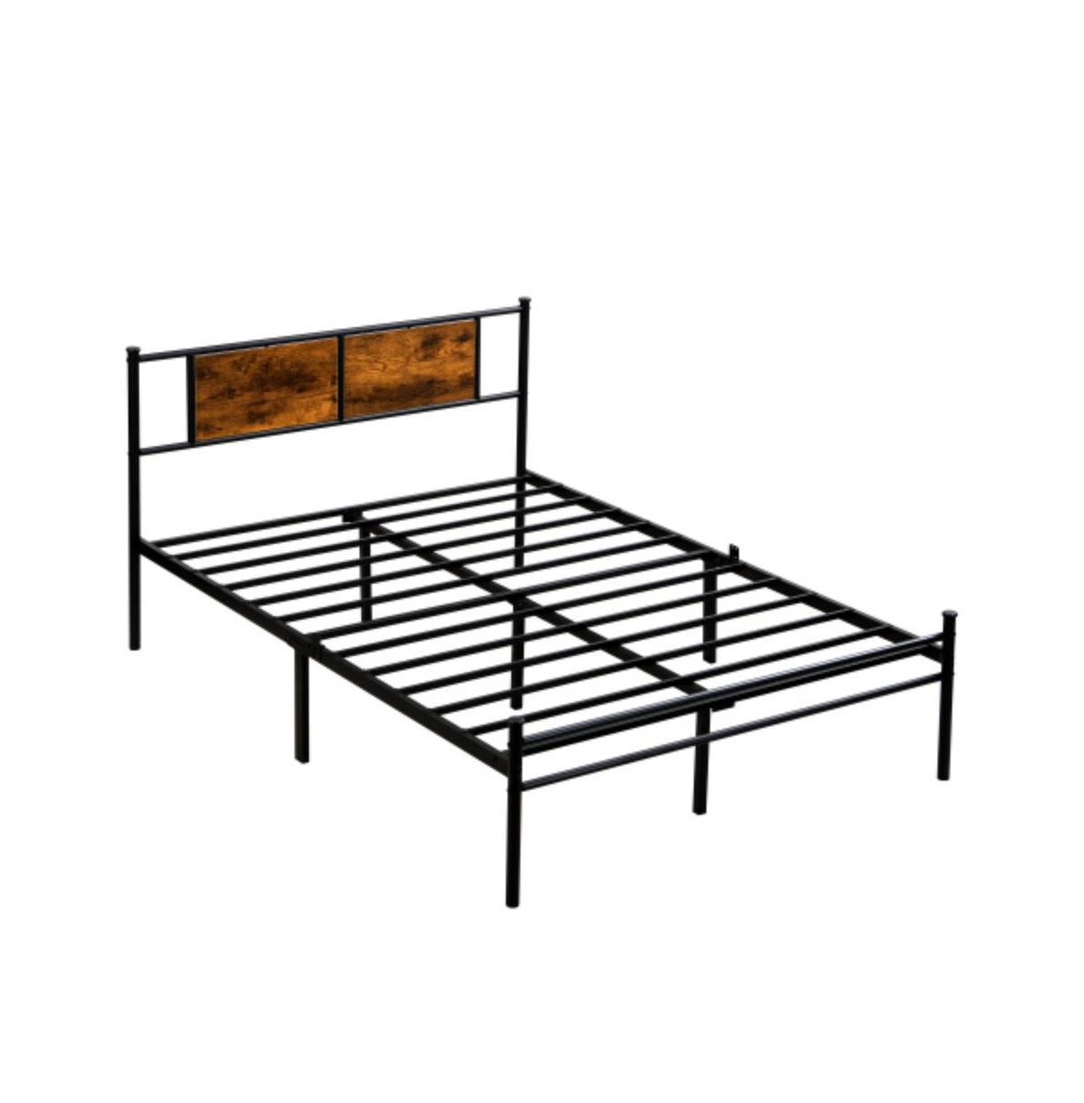 Lucky One Queen Size Steel Platform Bed Frame with Under-Bed Storage, Heavy Duty Metal Slats, Noise-Free