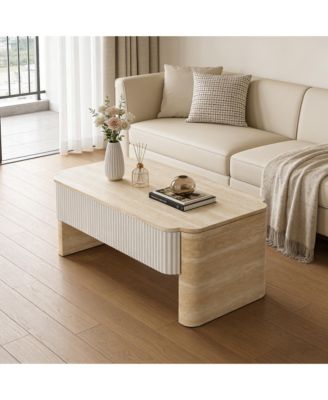 Modern Rectangular MDF Coffee Table with Hidden Storage Space, Lift Top Coffee Table Center Table