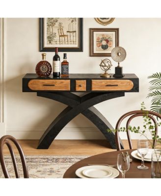 47.2 Inch Modern Accent Table Console Table, MDF Entryway Table with X-Shaped Legs and Drawer