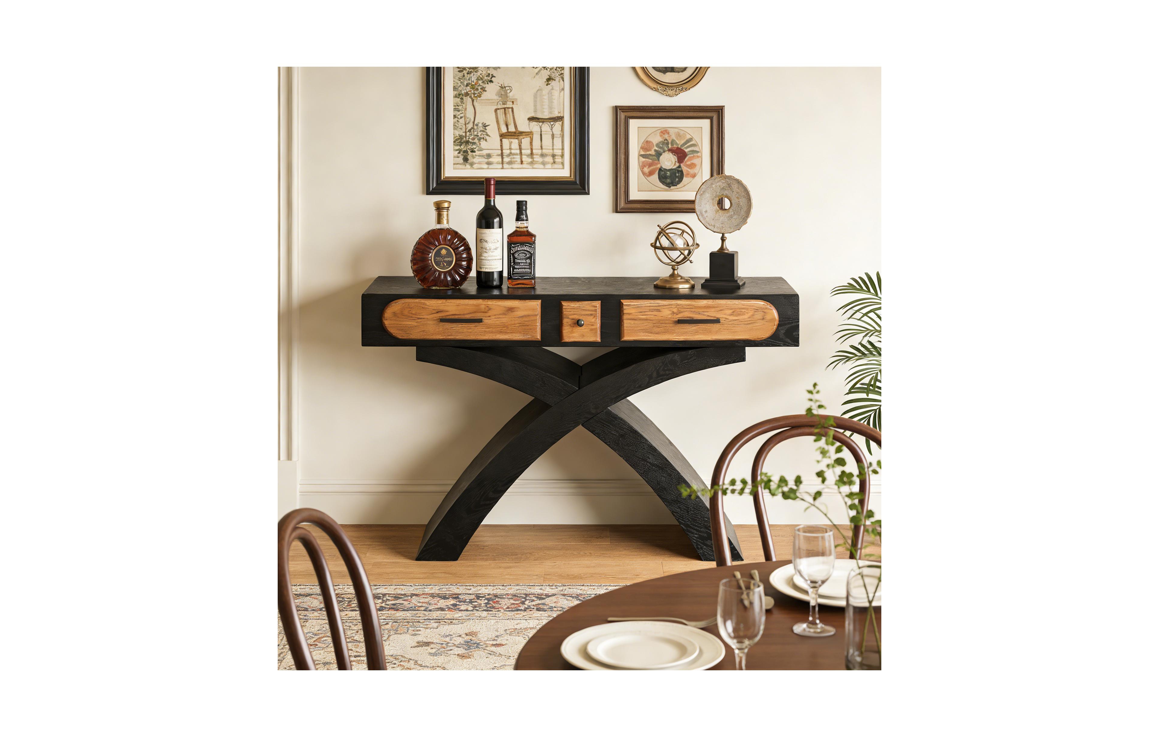 Clihome 47.2 Inch Modern Accent Table Console Table, Mdf Entryway Table with X-Shaped Legs and Drawer