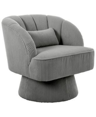 1 Piece Swivel Accent Chair, Modern Barrel Round Lounge Chair with 360 degrees) Rotating Base, Soft Backrest and Plush Cushions for Living Room