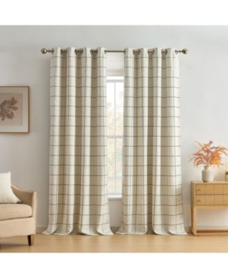 Brighton Grommet Windowpane Plaid Blackout Curtain Panel
