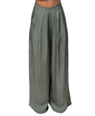 Women's Sundown High-Waisted Wide-Leg Acetate Pants