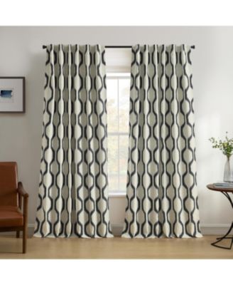 Renzo Ikat Geometric Linen Room Darkening Rod Pocket/Back Tab Curtain