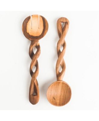 Olive Wood Spiral Servers