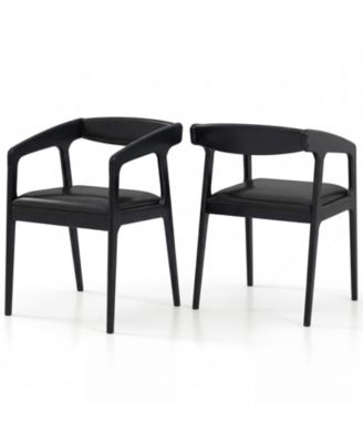 2Piece Accent Armchairs Upholstered PU Leather Chairs With Padded Backrest and Seat