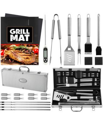 BBQ Grill Accessories Set Stainless Steel Tool Mats Case