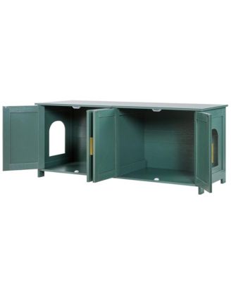 47 in Cat Litter Box Enclosure Cabinet with 4 Doors and 2 Entries