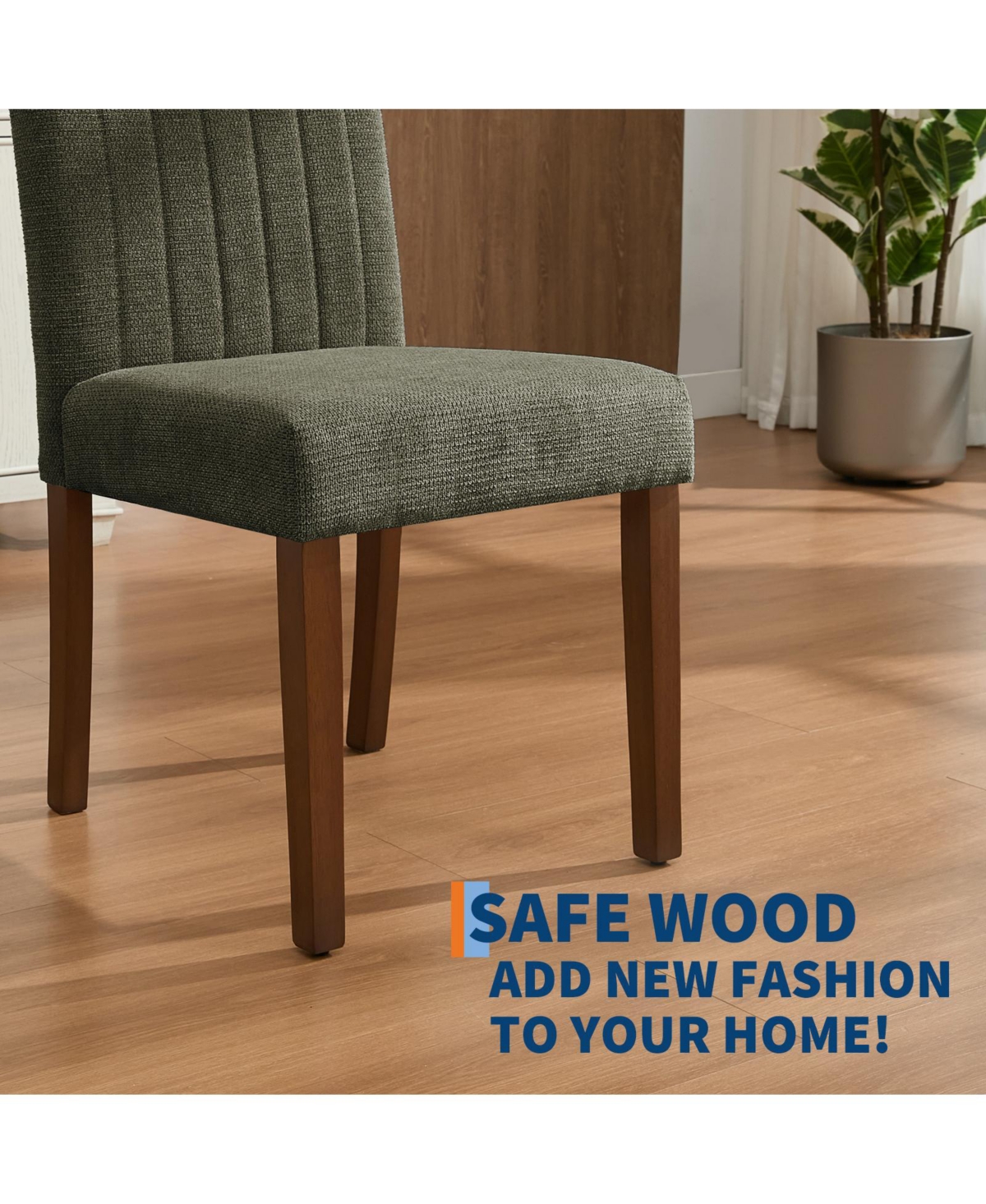 homfan Upholstered Dining Chairs Set of 2, Button Tufted Parsons with Wood Legs and Padded Seat, Modern Fabric