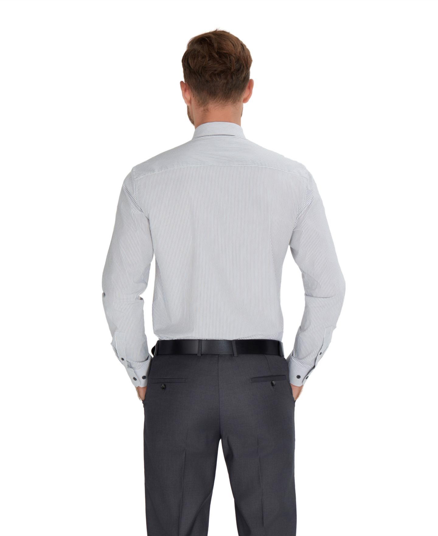 Мужская рубашка Alfani Slim-Fit Stripe Dress Shirt, цвет: Глубокий синий — фото 5