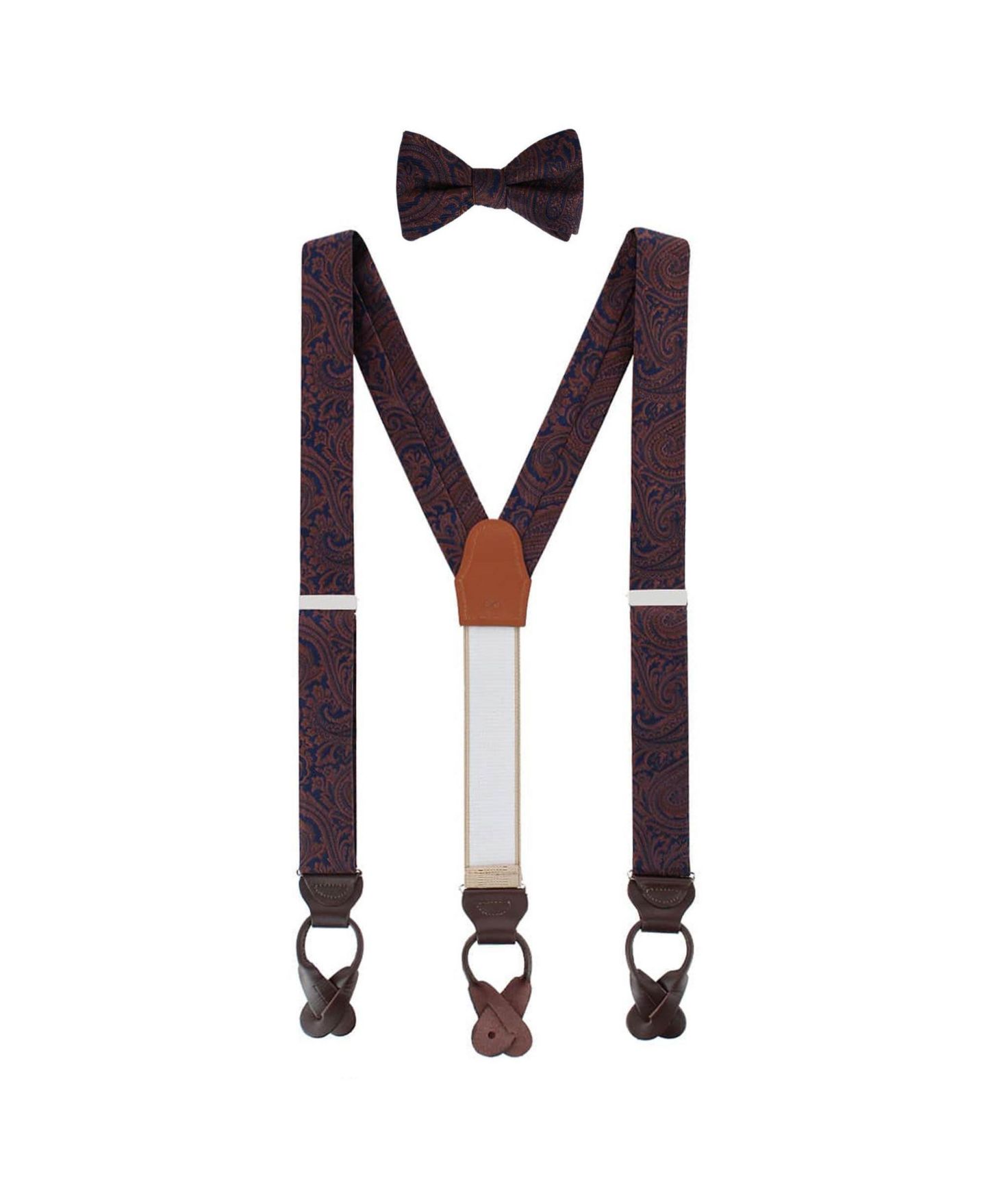 Мужские ремни TRAFALGAR Sobee Paisley Silk Brace and Bow Tie Set, цвет: Коричневый — фото 1