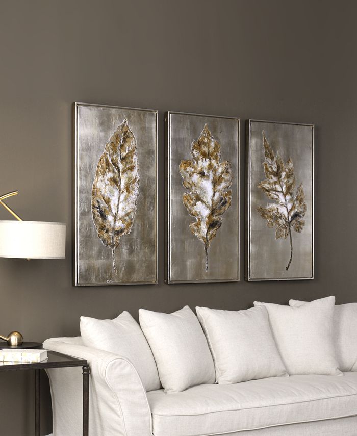 Uttermost - Champagne Leaves 3-Pc. Modern Wall Art