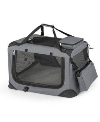 Collapsible Soft Dog Travel Crate with Mesh Windows and 3 Doors
