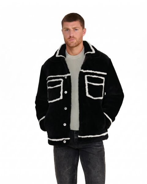 Мужская куртка Furniq UK Ashton Shearling, цвет: Чёрный