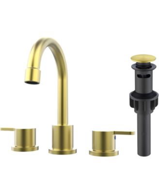 2 Handle   Widespread Bathroom Faucet 8 Inch 3 Hole 360 Degree Swivel Spout with Pop Up Drain Assembly