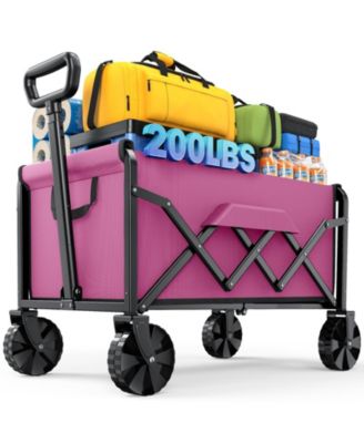 Collapsible Wagon Foldable Dog Cart Utility Shopping Cart camping