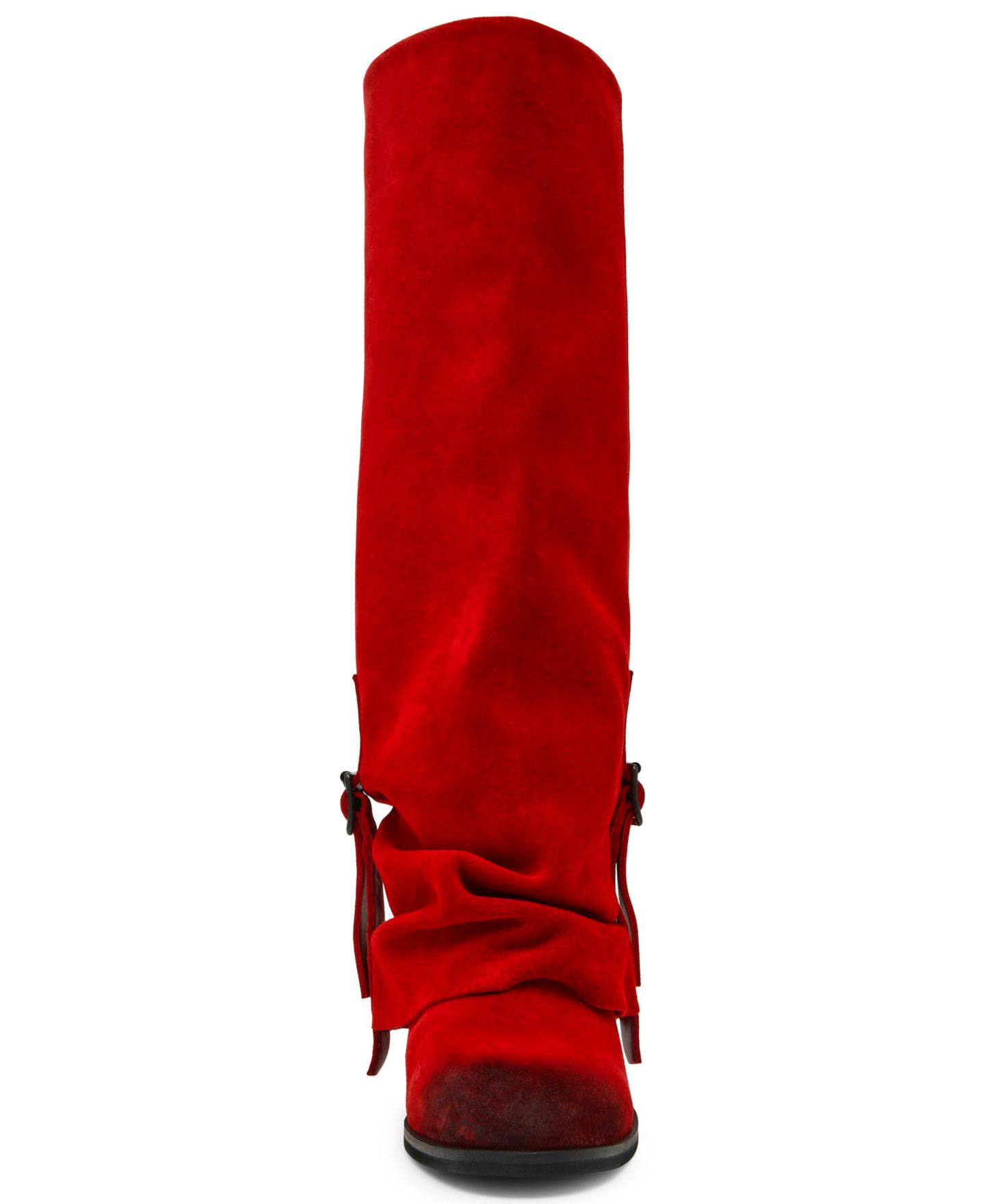 Женские ботинки Steve Madden Bozeman Cuffed Block Heel Tall Slouch, цвет: Красный замшевый — фото 6