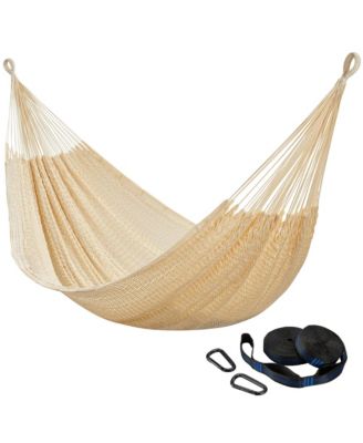 Handwoven Mayan Double Hammock 10ft Tree Straps 550lbs Capacity Portable Outdoor Camping Beach with Carry Bag
