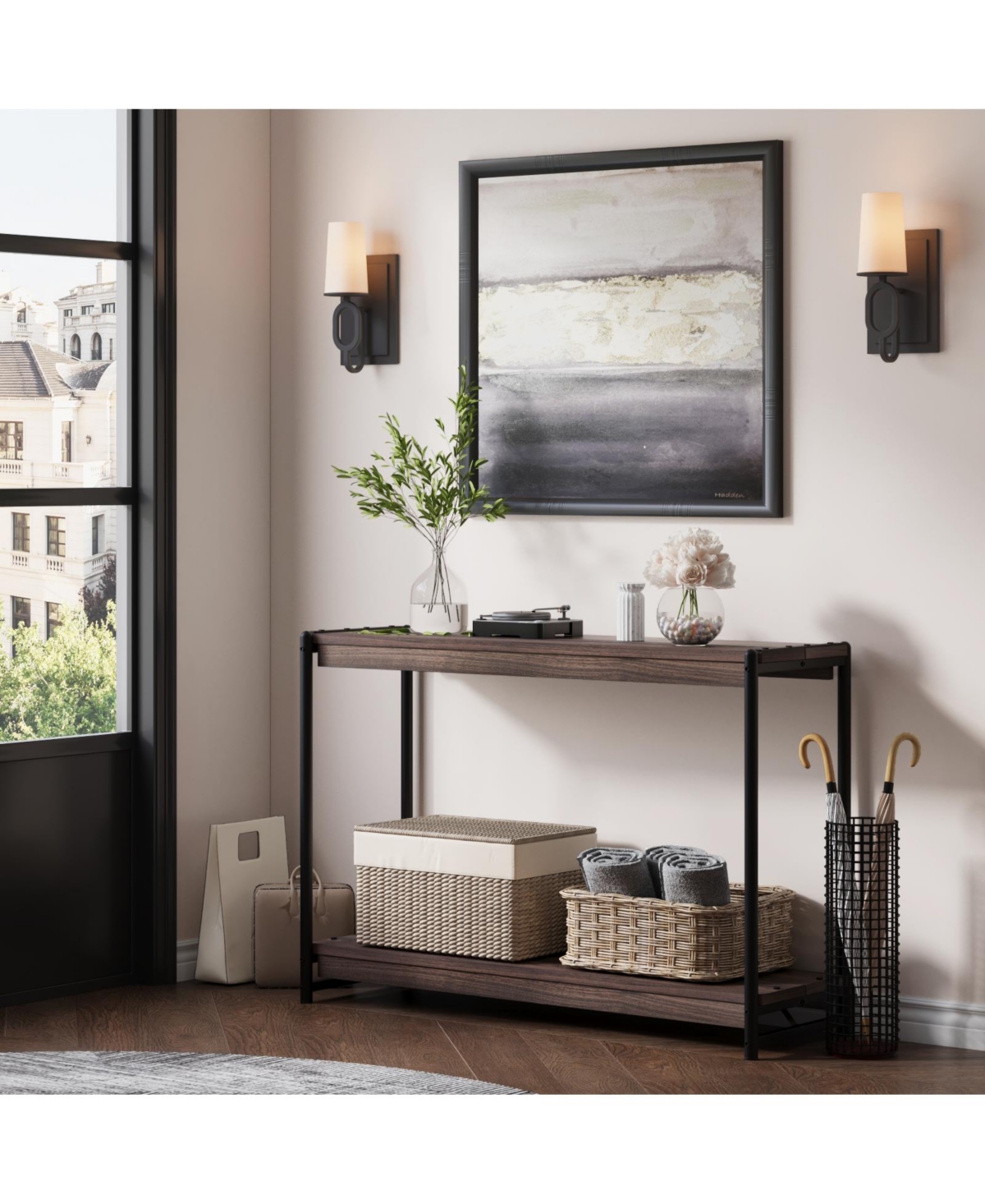 homfan 39.5-Inch Console Table - Slim Sofa and Entryway with Storage, Easy Assembly