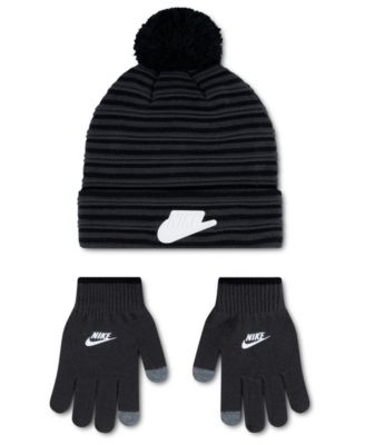 Boys' 8-20 Ottoman Pom Peak Beanie and Gloves, 2-Piece Set