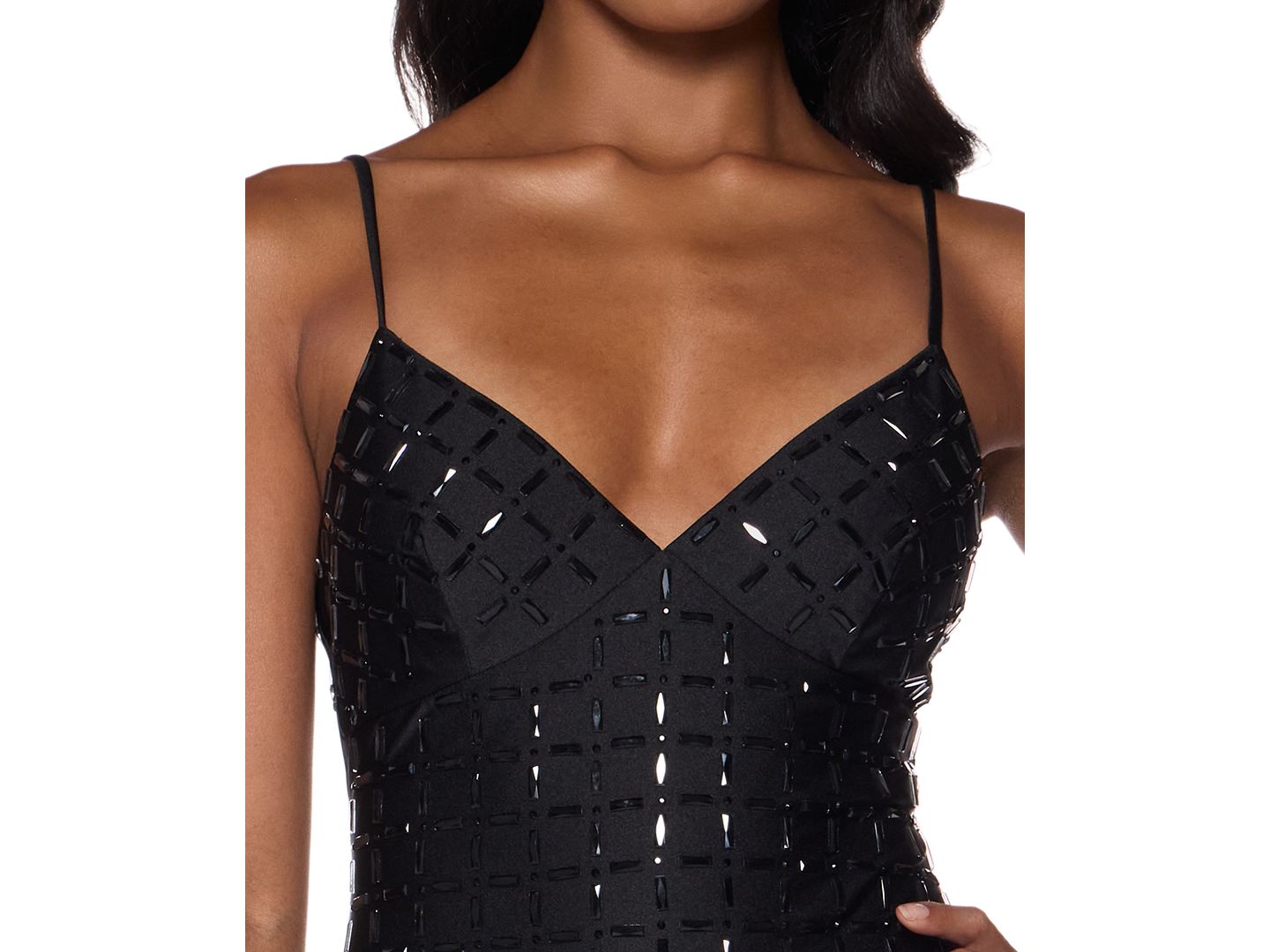 Женское платье Alex & Sophia Juniors’ Spaghetti-Strap Mini Dress with Stones, цвет: Чёрный — фото 4