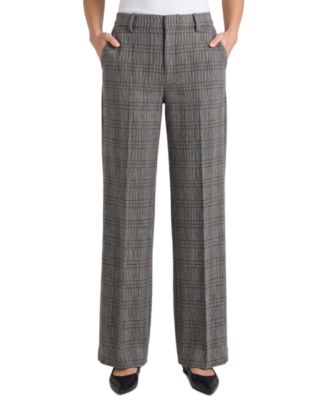 Women's Kelsey Herringbone Plaid Wide-Leg Trousers
