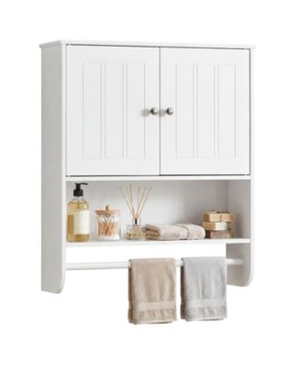 Bathroom Wall Cabinet Wall Mounted Medicine Cabinet with  Towel Bar and Shelf