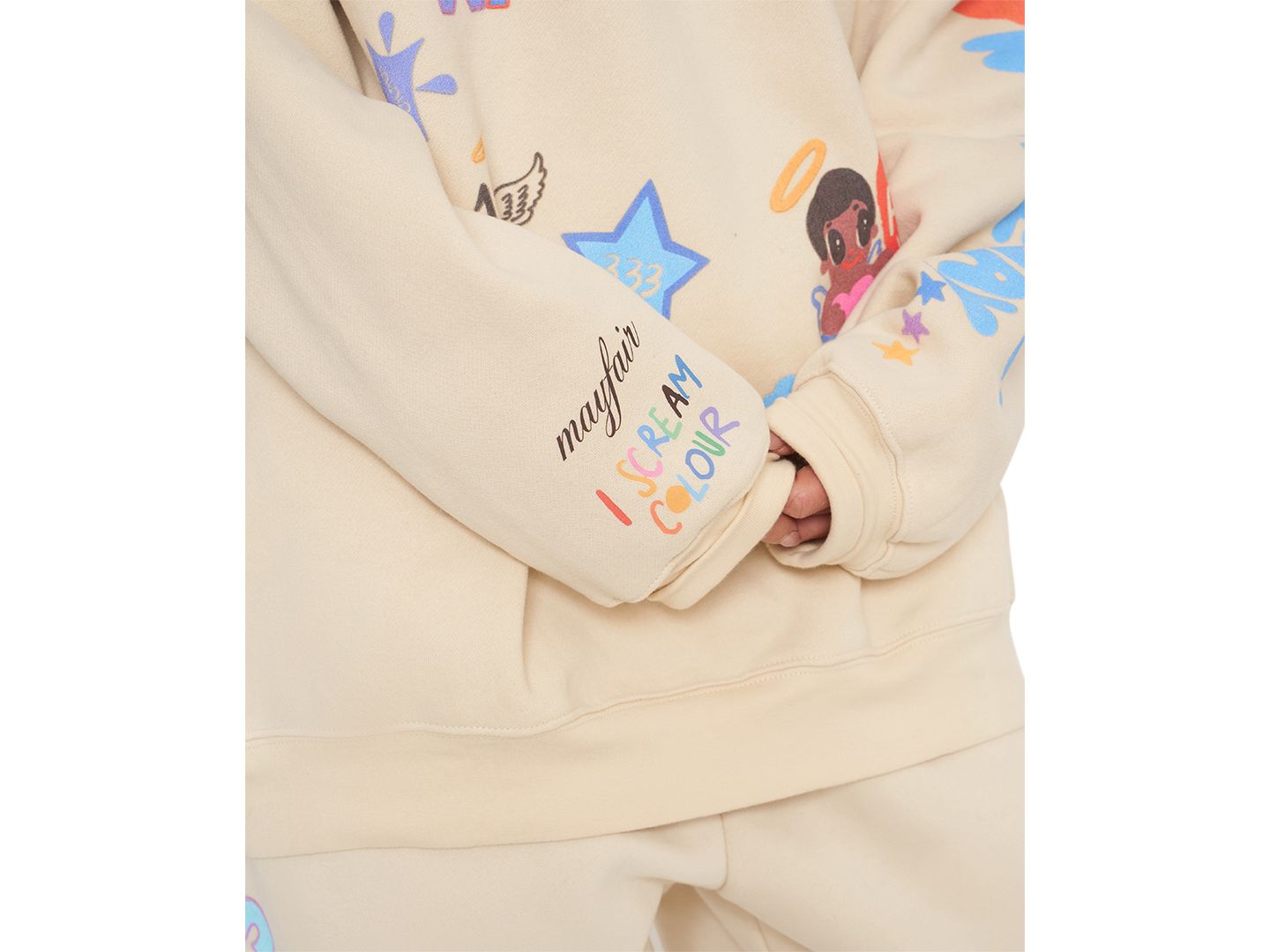 Женская толстовка Mayfair Juniors' Angels Lead Graphic Oversized Fleece Crewneck, цвет: Кремовый — фото 6