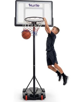 Kids Portable Basketball Hoop - Adjustable Indoor Outdoor Basketball Goal with Wheels and Backboard for Kids Play