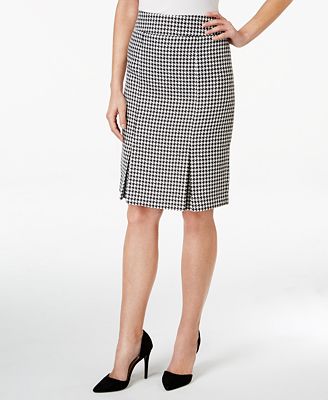 Kasper Houndstooth Pleated Pencil Skirt - Wear to Work - Women - Macy's