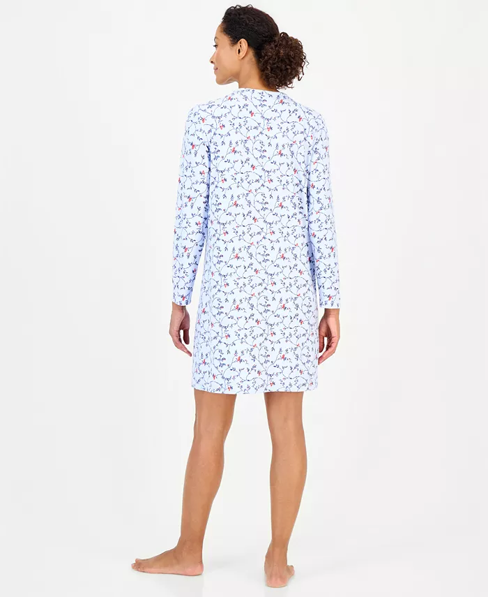 Women's Long Sleeve Soft Knit Sleepshirt - thumbnail 8