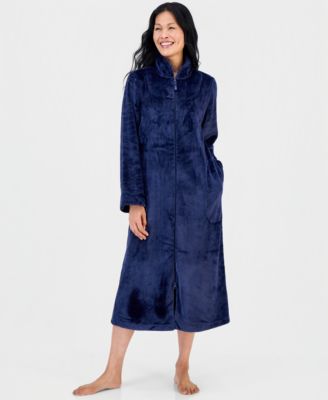 Women's Long Plush Zip-Front Robe