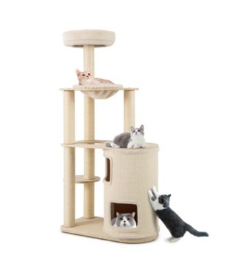 Modern Cat Tree for Indoor Cats With 2-Story Condo Sisal Scratching Posts and Mat