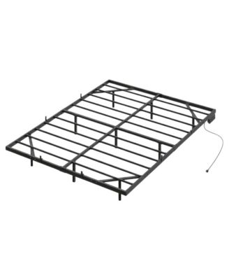 Full Size Floating Bed Frame with LED Lights, Charging Station and Metal Platform Frame